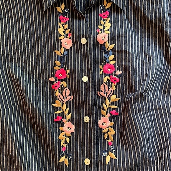 Vintage Alia Blouse Button-Front Striped Sz 8 NWT - Picture 4 of 12